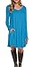 LILBETTER Women's Long Sleeve Pocket Casual Loose T-Shirt Dress (Blue M)
