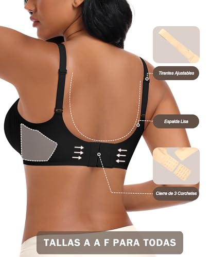 Ganado Women's Wireless Bra Lace Padded Comfort Seamless Push up Bralette