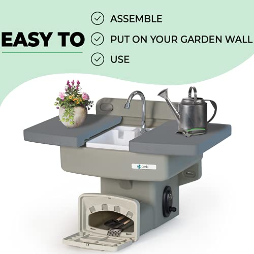 Genki Outdoor Garden Sink with Hose Hook Up White Potting Bench