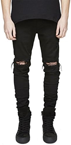 LONGBIDA Men's Ripped Slim Fit Skinny Destroyed Tapered Leg Jeans