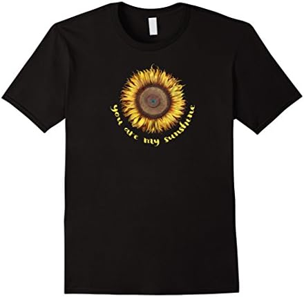 Mens You are My Sunshine Sunflower Yellow Flower Design T-Shirt Medium Black