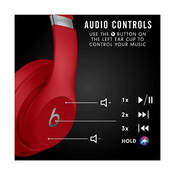 Beats-Studio3-Wireless-Noise-Cancelling-Over-Ear-Headphones-Apple-W1-Headphone-Chip-Class-1-Bluetooth-Active-Noise-Cancelling-22-Hours-Of-Listening-Time-Red-Previous-Model Beats Studio3 Wireless Noise Cancelling Over-Ear Headphones - Apple W1 Headphone Chip, Class 1 Bluetooth, Active Noise…