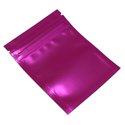 100 Pcs Multi-Colors Resealable Clear Front Mylar Foil Food Storage Bags Heat Seal Smell Proof Pouches Airtight Zipper Grocery Gourmet Snack Mix Pack (Pink, 3.9x5.9 inch-3.5mil Thick (Matte))