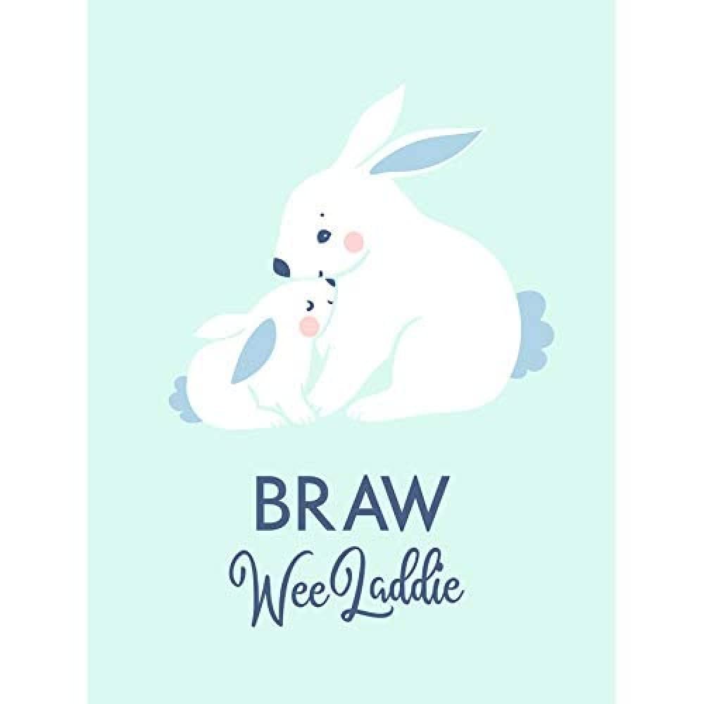 Wee Blue Coo Braw Wee Laddie New Baby Boy Scottish Rabbit Bunny Canvas Print
