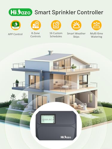 HiOazo WiFi Irrigation Programmer 8 Zones, Irrigation Controller, Smart Climate Jumps, Protection Against Hurry, Manual Irrigation for Lawn, Garden, Greenhouse and Patio HSC-800W
