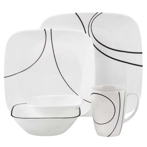 Corelle Square Simple Lines 30Piece Dinnerware Set, Service for 6