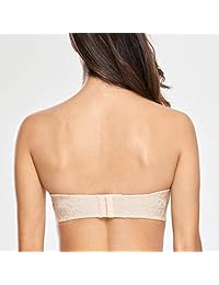 Delimira Sujetador sin tirantes de jacquard para mujer, ligeramente forrado, talla grande