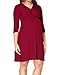 KIMILILY Women's Elegant V Neck Knot Front Ruched Stretch Maternity Dress (Burgundy,...