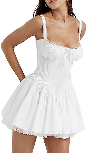 Amazon.com: Women White Flowy Bustier Corset Mini Dress Y2k Lace Trim Square Neck Tie Up A-line Ruffle Sundress Party Streetwear (White, S): Clothing, Shoes & Jewelry Amazon.com: Women White Flowy Bustier Corset Mini Dress Y2k Lace Trim Square Neck Tie Up A-line Ruffle Sundress Party Streetwear (White, S): Clothing, Shoes & Jewelry
