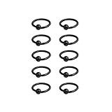 Ruifan 10PCS 316L Surgical Steel Black Plated Captive Bead Rings Nose Belly Eyebrow Tragus Lip Ear Nipple Hoop Ring BCR 16G 8MM