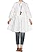 Mordenmiss Women's Notched Embroidery Half Dress Button Down Flared Blouse Tunic L White