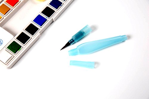 OOKU Watercolor Brush Pens 7 Piece Set - 5 Multi Purpose Watercolor Brush pens - Bonus Pen Brushes Holder Pouch, Artist Grade Watercolor Brushes for Water Color Painting & Lettering