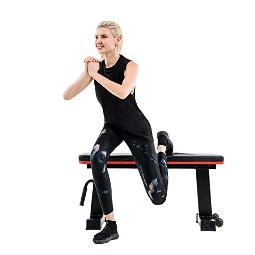 Vanswe Flat Bench 1000lbs Workout Utility Exercise Flat Weight Bench Press for Home Gym Fitness Weight Lifting Training (Black)