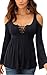 Angashion Women's Sexy Off Shoulder Bandage Deep V Neck Lace Up Long Sleeve T-shirt Blouse Tops