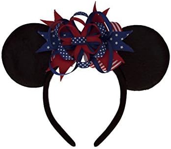 Minnie Mouse Ears Headband with Custom American Flag Bow (Childrens or Adults)