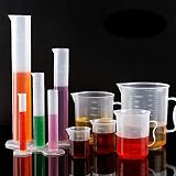 Plastic Graduated Cylinders& Plastic Beakers,Teenitor 5pcs Plastic Graduated Cylinders 10ml 25ml 50ml 100ml 250ml & 5pcs Plastic Beakers 50ml 100ml 250ml 500ml1000ml Clear 10pcs