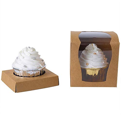 IXL 9x9x9cm Individual Cupcake Containers Cake Boxes Wedding Gift Boxes Gift Boxes Cupcake Box Cupcake Holders,Chocolate… - Afbeelding 4