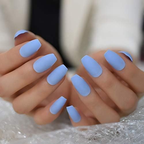 pix Coffin Long Baby Blue Acrylic Nails nails medium long false nail tips
