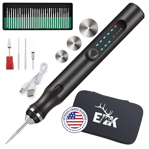 ELK Customizer Engraving Pen for All Materials - 2025 Upgraded Torque - Rechargeable, Wireless & Beginner Friendly - Engrave 50+ Surfaces - for DIYers & Artists - 30+ Bits & Tools Included - Black