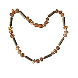 Raw Cognac Baltic Amber + Hazelwood Colic, Reflux and Teething Necklace by UMAI- Individually knotted – Natural Certified Amber with the highest quality - For Babies and Toddlers
