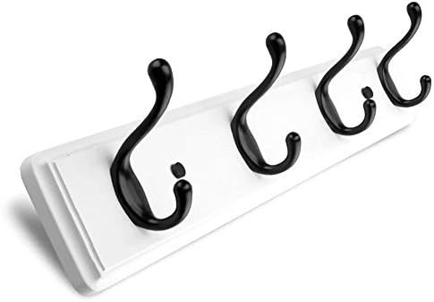 ANNSY Cool Coat Rack Natural Bamboo Hook Racks Wall Mounted Heavy Duty Hanger for Home and Office (White) 4 Hooks