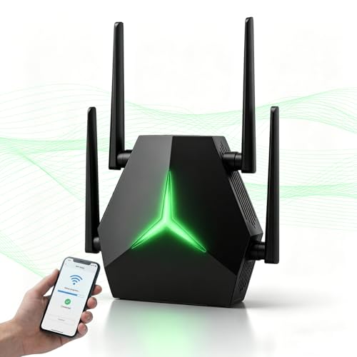 Repetidor WiFi 1167Mbps Doble Banda 2.4G+5G, Amplificador de Señal para Hogar Oficina, Elimina Zonas Muertas, Compatible con Routers