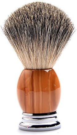 Pure Bager Shaving Brush Faux Wood Resin Handle with Metal Base for Gentle Men Grooming Shave