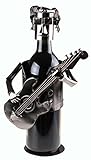 Premium Guitar Player Metal Wine Bottle Holder by Clever Creations | Decorative Stainless Steel Design Fits Any Standard Wine Bottle | Wine Accessory Perfect for Kitchen Decorations