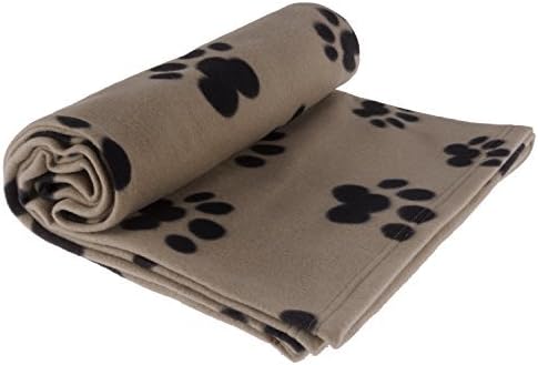 RZA Pet Blanket Large for Dog Cat Animal 60" x 40" Inches Fleece Black Paw Print All Year Round Puppy Kitten Bed Warm Sleep Mat Fabric Indoors Outdoors (Grey Color)