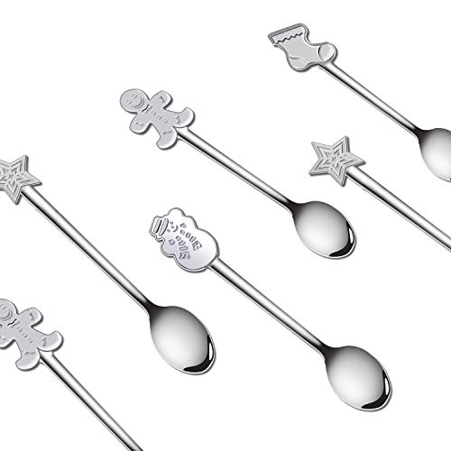 URATOT 8 Pieces Stainless Steel Christmas Gift Spoons Coffee Tea Dessert Mixing Spoons Christmas Stocking Fillers (8)