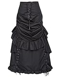 Black Steampunk Victorian Punk Ruffled Skirt Asymmetric Skirt BP405-1 M