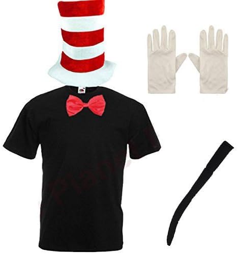 Blue Planet Fancy Dress ยฎ Childrens Kids Cat T Shirt Hat Bow Tie Gloves Tail Costume (9-11 Years)