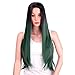 AISI HAIR Ombre Synathetic Wigs for Black Women Long Green Wig Heat Resistant Wigs Middle Part Cosplay Wig Green Party Wigs for Women