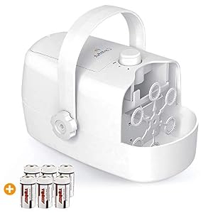 Image of Conthfut Bubble Machine for kids Automatic Bubble Blower Bubble Maker Powered by Plug-in or Batteries(include) 2 Speed Lever 1500 Bubbles Per Minute for Outdoor/Indoor Use