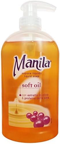Manila: "Soft Oil" Liquid Soap with Olive Tree Extract and Silk Proteins * 16.9 Fluid Ounces (500ml) Bottle * [ Italian Import ]