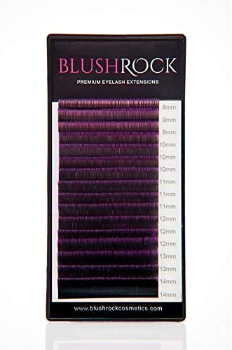 Mink and Silk Lashes - C Curl Eyelash Extensions, Purple Violet & Black Ombre Mixed Color Tray (0.20 mm, 8-14 mm)