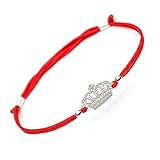 Handmade Pride Royal Crown Bracelet - 925 Sterling Silver Charm Pendant - Inspirational Love Friendship Adjustable Evil Eye Protection Red Rope Bracelets for Girls Boys Women Men Princess 