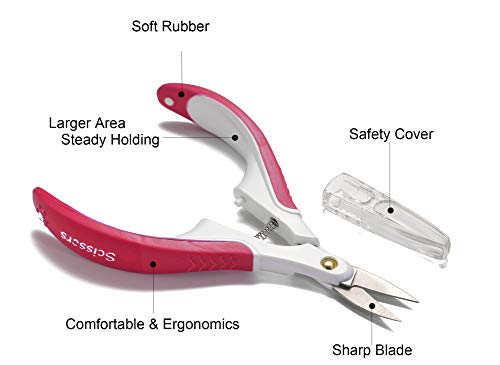 Stainless Steel Professional Curved Cuticle Scissor Cuticle Nipper Cuticle Cutter Cuticle Trimmer Cuticle Remover with Safety Cover For Dead (Red)