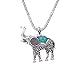 Paxuan Womens Vintage Elephant Turquoise Jewelry Sets Retro Silver Turquoise Elephant Pendant Necklace Drop Earrings Link Bracelet Set (Turquoise)