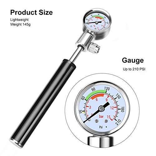 Studyset High Pressure Meter Shock Bicycle Pump & Gauge Hand Bike Air Supply Inflator