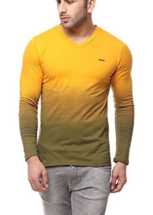 gritstones yellow full sleeve v neck t shirt gsfsombvnckyell