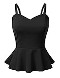 Doublju Sleeveless Solid & Printed Peplum Top for Women with Plus Size (Made in USA)