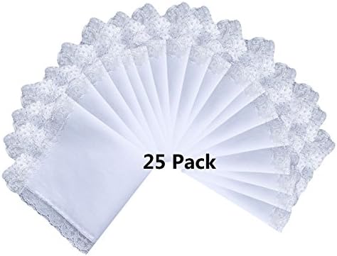 La closure6/12/18/25 Pack of Ladies White Perfect Wedding Lace Cotton Handkerchiefs