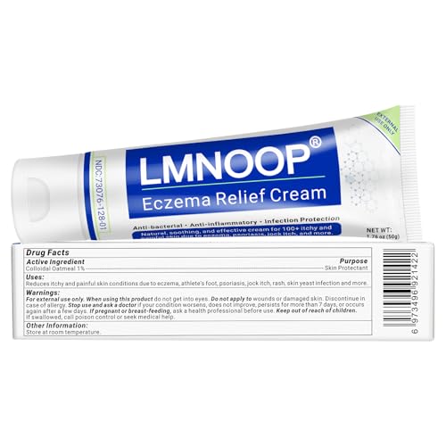 LMNOOP Eczema Cream, Maximum Strength Treatment Ointment for Rash, Psoriasis, Dermatitis, Urticaria, Jock Itch, Fungal Infection, Anti-Itch, Relief for Sensitive, Irritated Skin 1.76oz