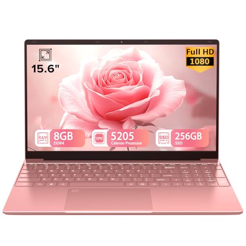 Trygood Laptop 15.6 Inch 8GB RAM 256GB SSD Notebook Full HD IPS Display Rose Gold Backlit Keyboard Fingerprint Unlock Dual Band WiFi HDMI USB 3.0 for School Study Home Office A