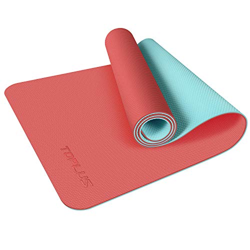 TOPLUS Yoga Mat, Upgraded 1/4 inch Non-Slip Texture Pro Yoga Mat Eco Friendly Exercise & Workout Mat with Carrying Strap – for Yoga, Pilates and Floor Exercises (Orange)