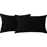 JIAHANNHA Velvet Black Throw Pillow Covers 12x20 Inches Pack of 2 Soft Decorative Square Cushion Covers for Couch Sofa Bed Livingroom Car,30x50Cm