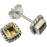 SilverStarJewel 925 Solid Sterling Silver Citrine Stud Earrings 0.3" Wedding Fashion