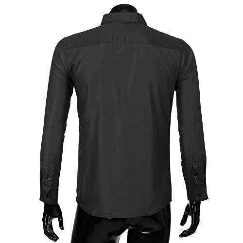 UJUNAOR-Camicia-a-Maniche-Lunghe-Scozzese-da-UomoSlim-FitStile-AziendaleSMLXL2XL3XL