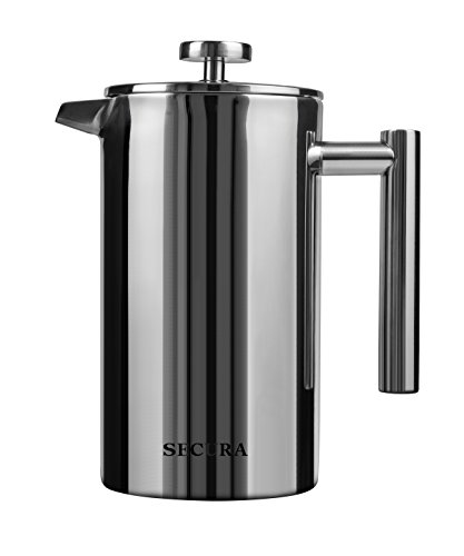 Secura Stainless Steel French Press Coffee Maker 18/10 Bonus Stainless Steel Screen (1000ML)